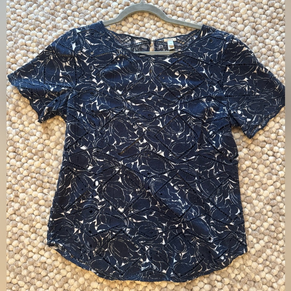 J Crew Geometric Eyelet Top